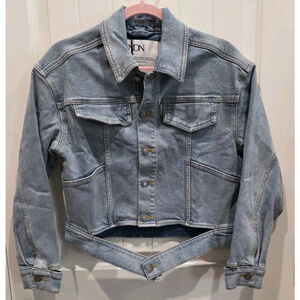 LNDN Light Wash Denim Cutout Jacket Size S NWT